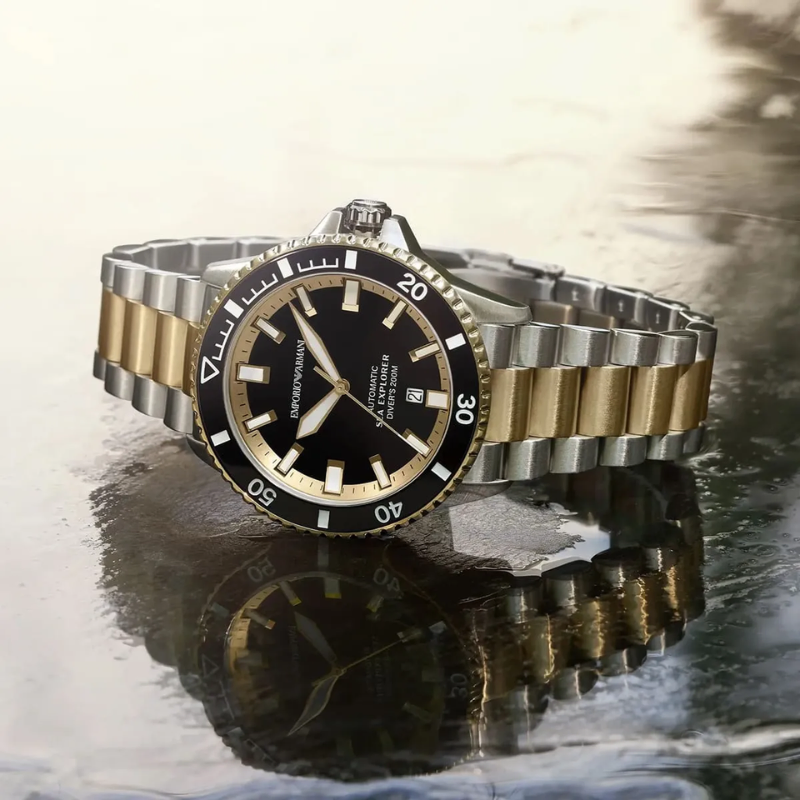 Emporio Armani Stainless steel automatic diver watch